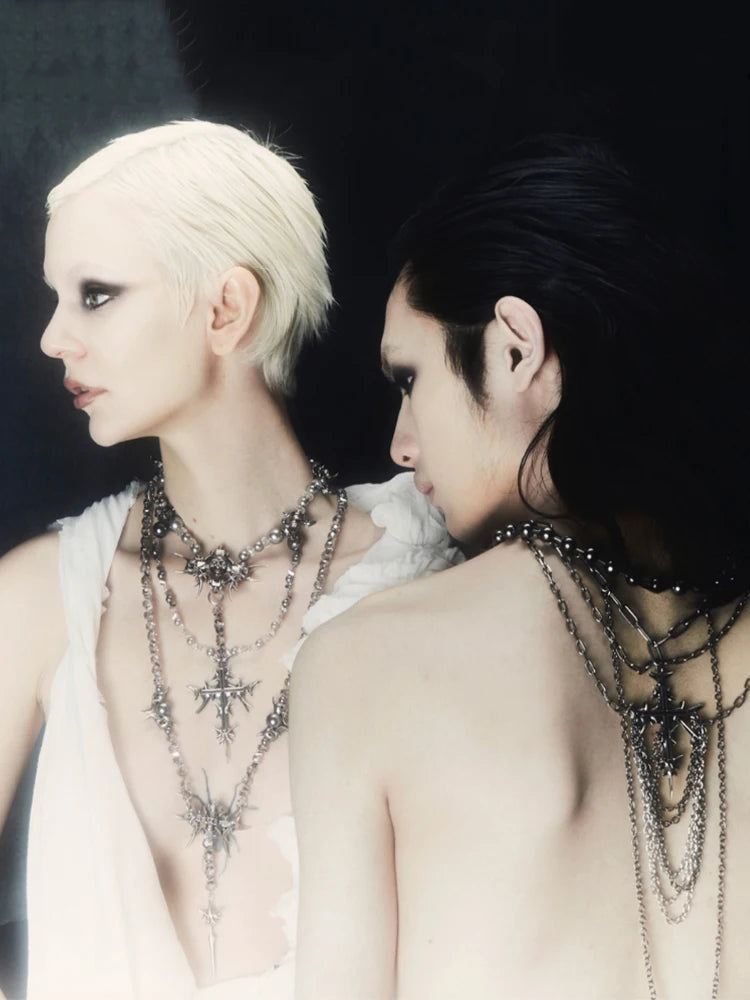 Gothic Cyberpunk Tassel Cross Necklace