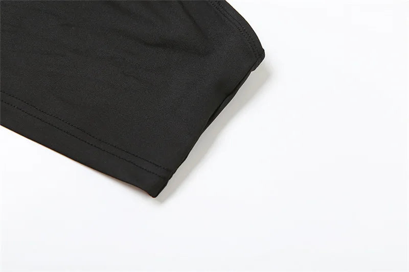 Gothic Alt Goth Off Shoulder Sheer Mesh Long Sleeve and Inner Tube Top Set