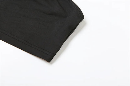 Gothic Alt Goth Off Shoulder Sheer Mesh Long Sleeve and Inner Tube Top Set