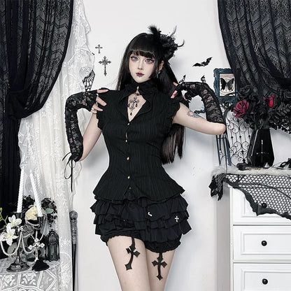 Gothic Classic Slim Wasit Shirt Blouse Top