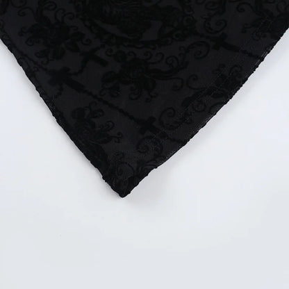 Gothic Harajuku Alt Goth Lace Patchwork Hollow Out High Waist Flare Pants