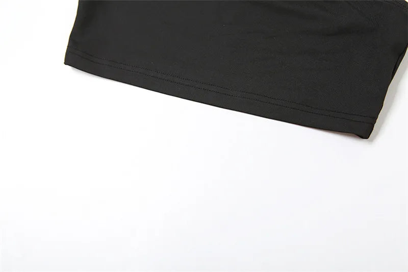 Gothic Alt Goth Off Shoulder Sheer Mesh Long Sleeve and Inner Tube Top Set