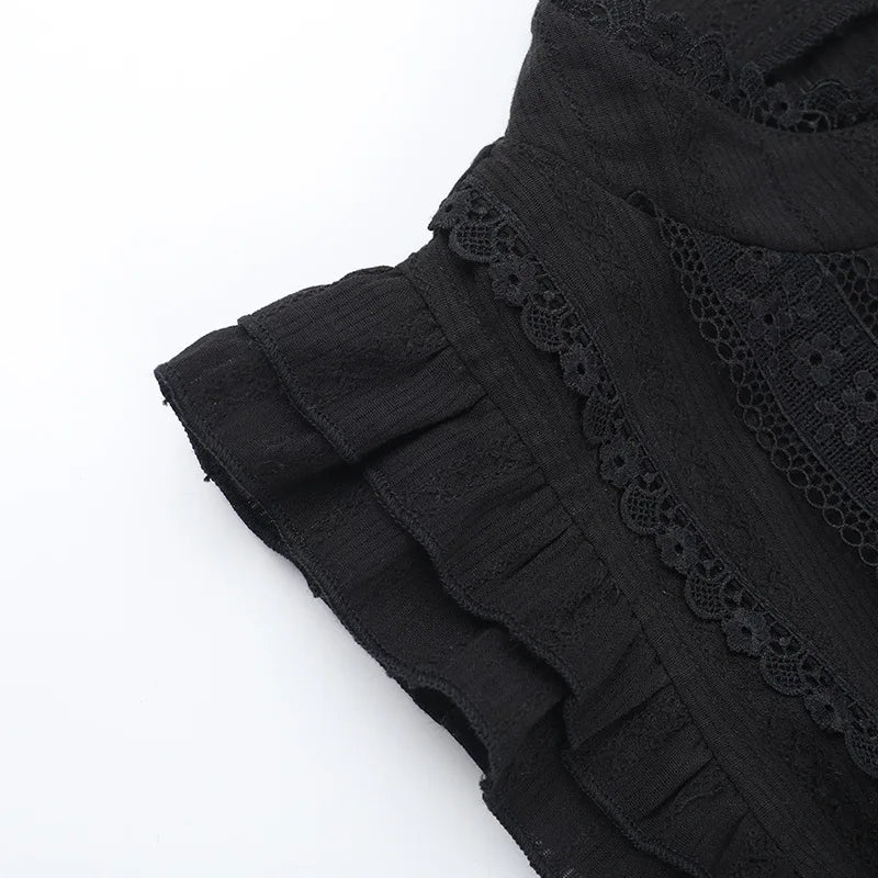 Gothic Corporate Goth Lace Patchwork High Waist Mini Dress