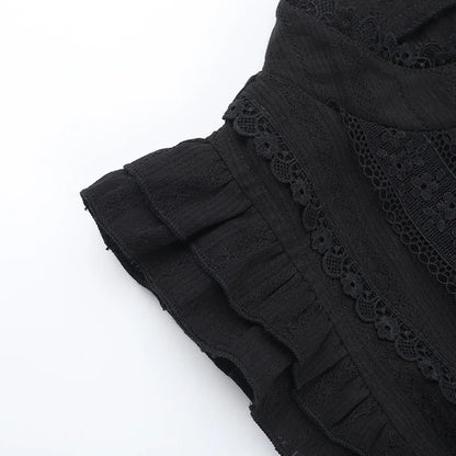 Gothic Corporate Goth Lace Patchwork High Waist Mini Dress