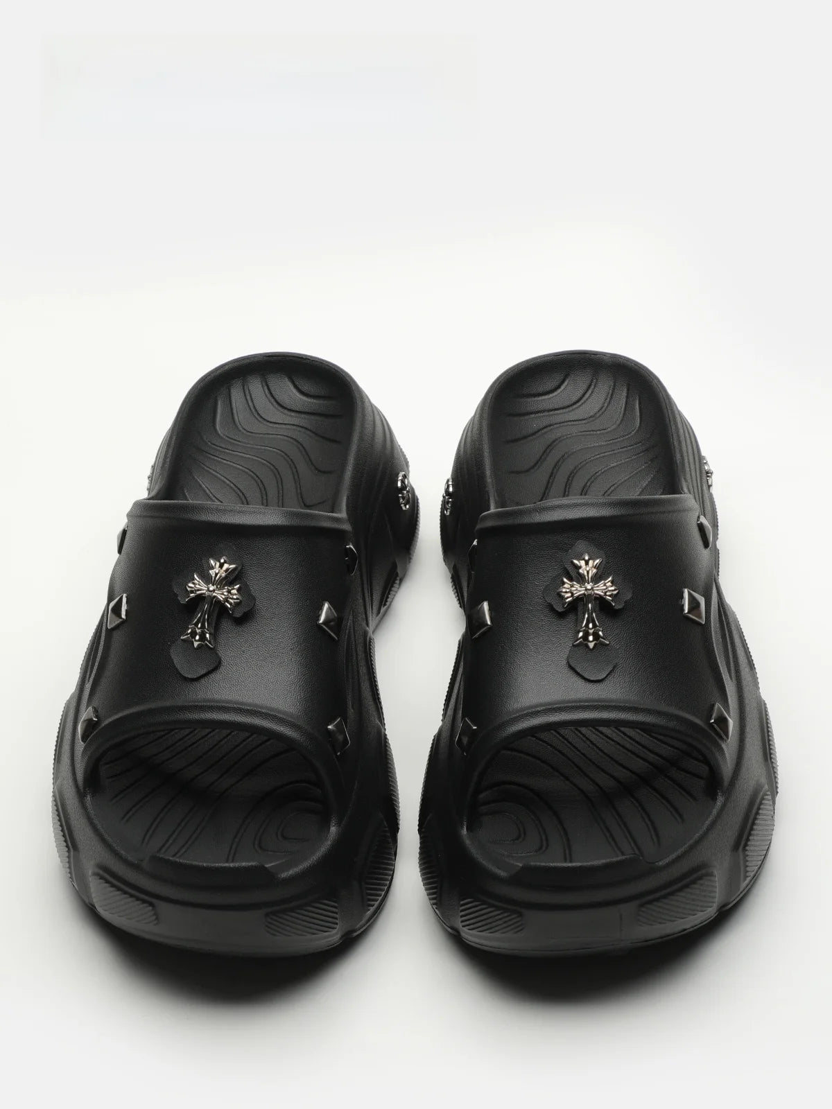 Gothic Alt Goth Cross Outdoor Platform Slippers Sandals (available in 3 colors)