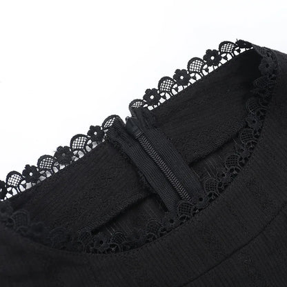 Gothic Corporate Goth Lace Patchwork High Waist Mini Dress