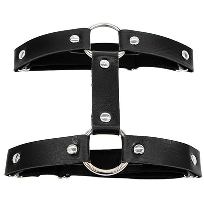 Gothic Alt Goth Faux Leather O-Ring Double Strap Leg Harness (available in 5 colors)