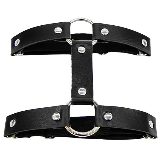 Gothic Alt Goth Faux Leather O-Ring Double Strap Leg Harness (available in 5 colors)