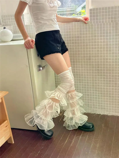Gothic Punk Y2K Lace Ruffles Over The Knee Leg Warmers Harajuku (available in 6 colors)