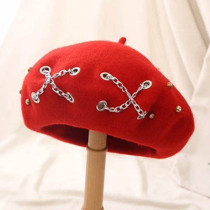 Gothic Punk Harajuku O Ring Beret Hat (available in 6 colors)