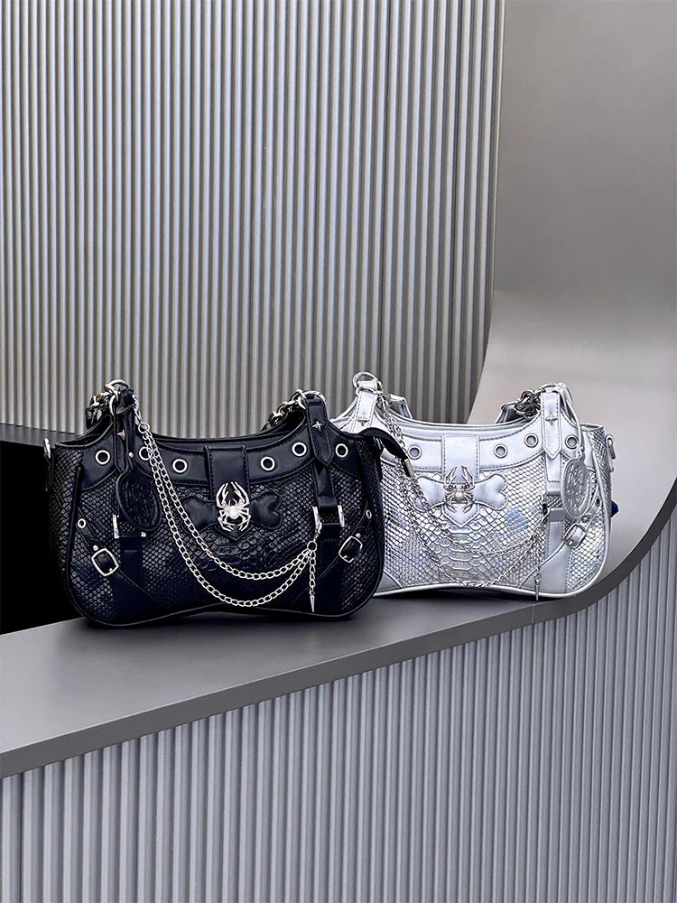 Gothic Y2K Harajuku Alt Goth Spider Chain Hand Bag Crossbody Bag