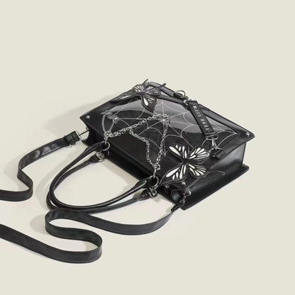 Gothic Y2K Alt Goth Butterfly Spider Web Letter Chain Handbag Lolita Shoulder Bag (available in 6 colors)