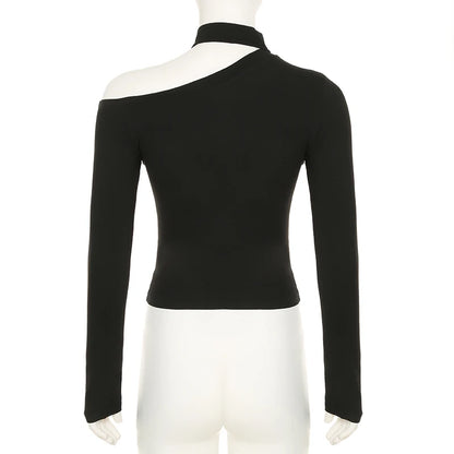 Gothic Alt Goth Cross Sheer Hollow Out Mesh Long Sleeve Top