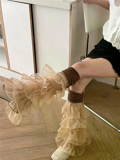Gothic Punk Y2K Lace Ruffles Over The Knee Leg Warmers Harajuku (available in 6 colors)