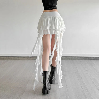 Gothic Romantic Goth Layered Ruffles Tassels Mini Skirt (available in 2 colors)