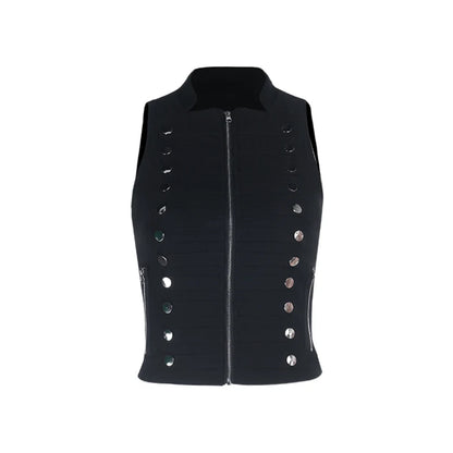 Gothic Punk Harajuku Double Button Zipper Sleeveless Top