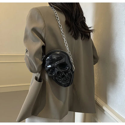 Gothic Alt Goth Skull Chain Crossbody Bag (available in 3 colors)