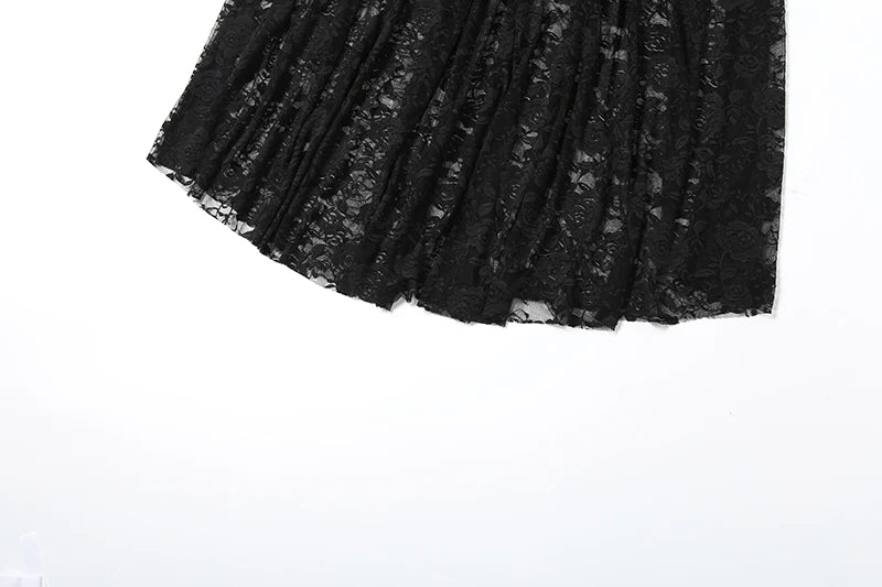 Gothic Lace Jacquard Patchwork Summer Spaghetti Strap Long Dress