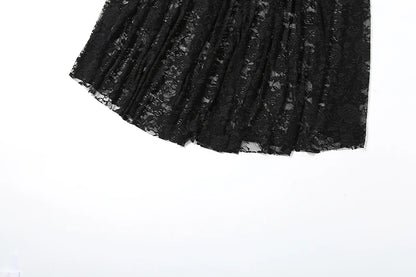 Gothic Lace Jacquard Patchwork Summer Spaghetti Strap Long Dress