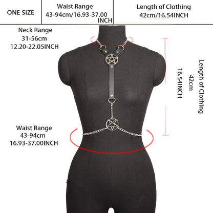Gothic Pentagram Chain Waist Belt Body Harness