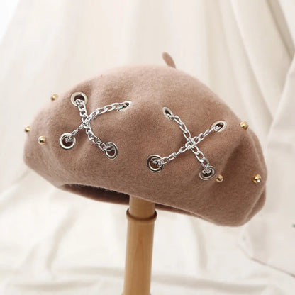 Gothic Punk Harajuku O Ring Beret Hat (available in 6 colors)