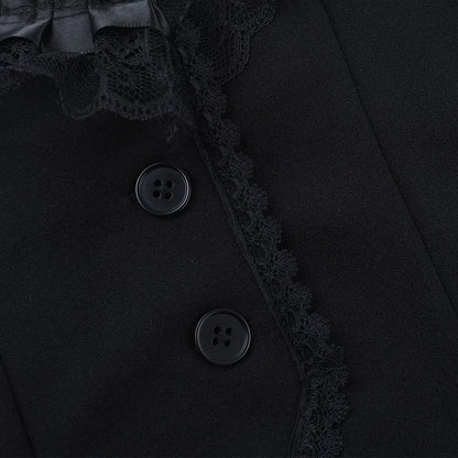 Gothic Alt Goth Halter Lace Trim Corset Waist Coat Top