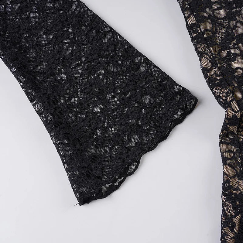 Gothic Alt Goth Square Collar Lace Mini Dress