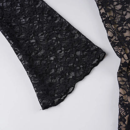 Gothic Alt Goth Square Collar Lace Mini Dress