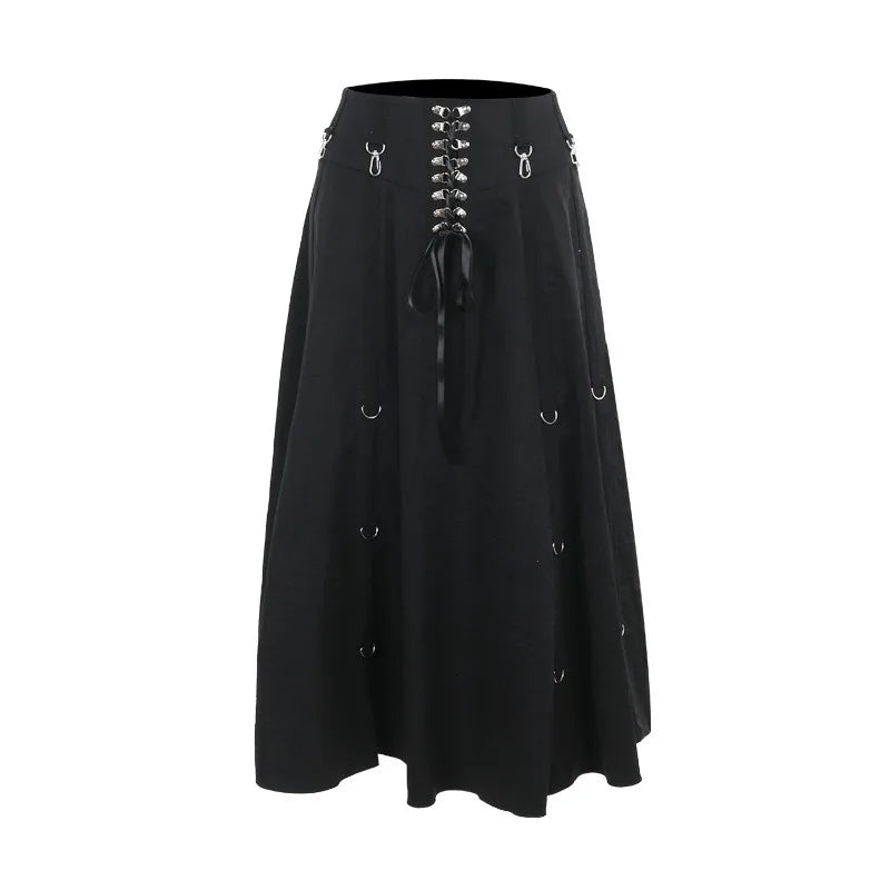 Gothic Lace Up Draped Skirt