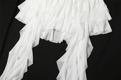 Gothic Romantic Goth Layered Ruffles Tassels Mini Skirt (available in 2 colors)