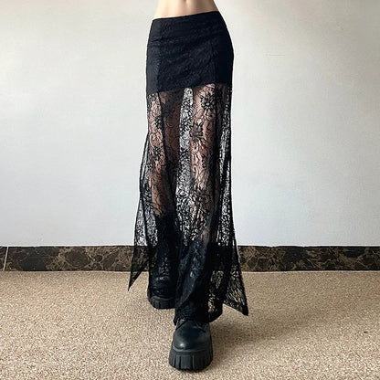 Gothic Romantic Goth Lace See Through Skirt