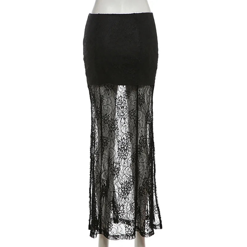 Gothic Romantic Goth Lace See Through Skirt