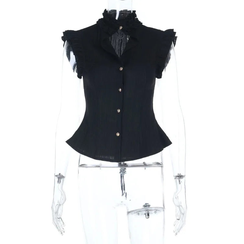 Gothic Classic Slim Wasit Shirt Blouse Top