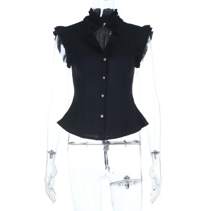 Gothic Classic Slim Wasit Shirt Blouse Top