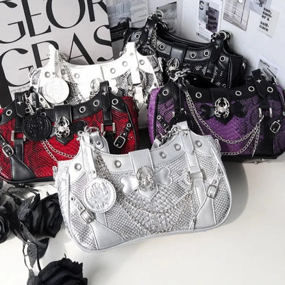 Gothic Y2K Harajuku Alt Goth Spider Chain Hand Bag Crossbody Bag