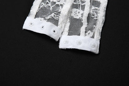Gothic Alt Goth Off Shoulder Lace Mesh Bodysuit Top