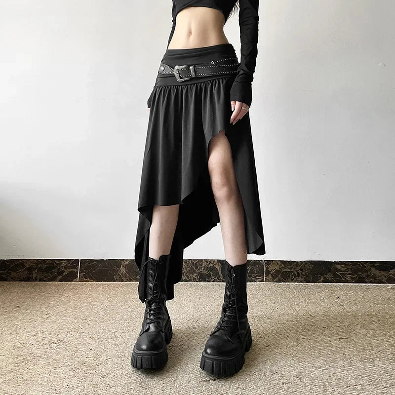 Gothic Alt Goth Y2K Irregular Hem Skirt