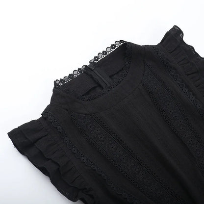 Gothic Corporate Goth Lace Patchwork High Waist Mini Dress