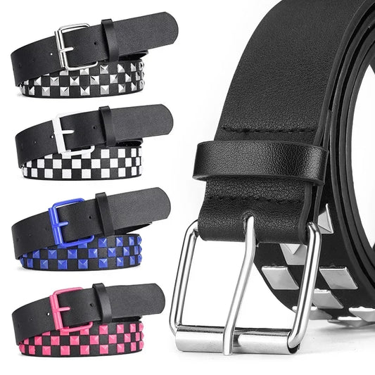 Gothic Punk Emo Square Studs Waist Belt (available in 4 colors)