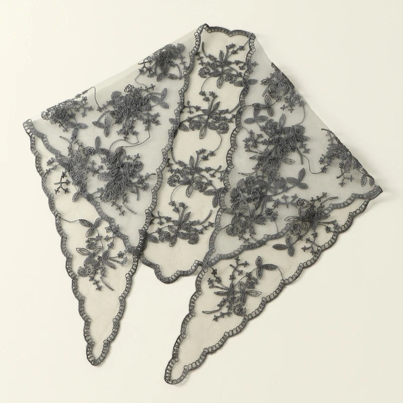 Gothic Whimsigoth Hippie Goth Embroidered Lace Scarf Bandana