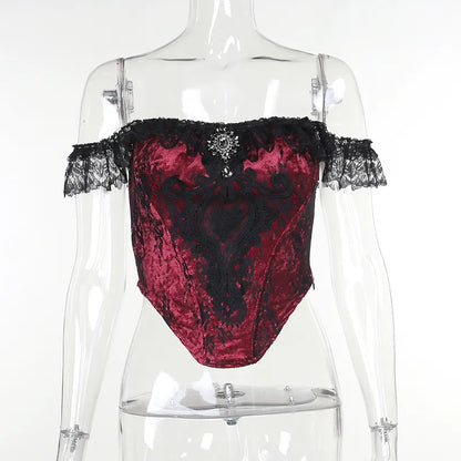 Gothic Romantic Off Shoulder Lace Top (available in 2 colors)