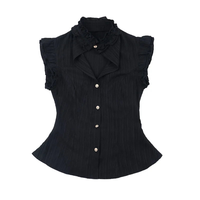 Gothic Classic Slim Wasit Shirt Blouse Top