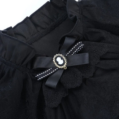 Gothic Victorian Romantic Ruffles Lace Patchwork Short Sleeve Blouse Top