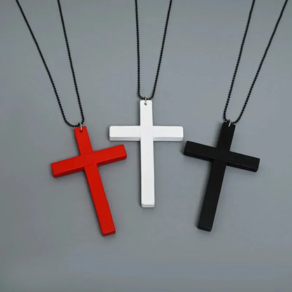 Gothic Alt Goth Large Wood Cross Pendant Necklace (available in 3 colors)