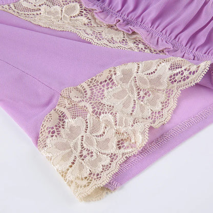 Gothic Romantic Y2K Lace Stitching Lilac Camisole Tank Top