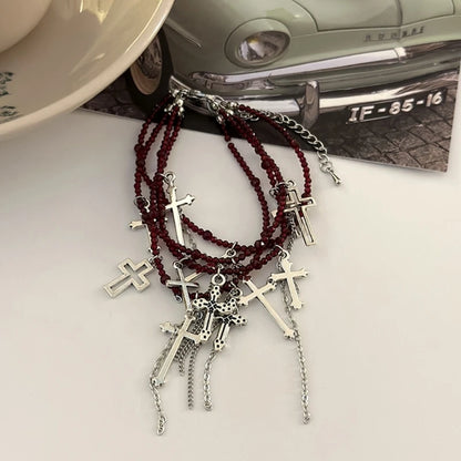 Gothic Multi Layered Cross Pendants Necklace /Bracelet