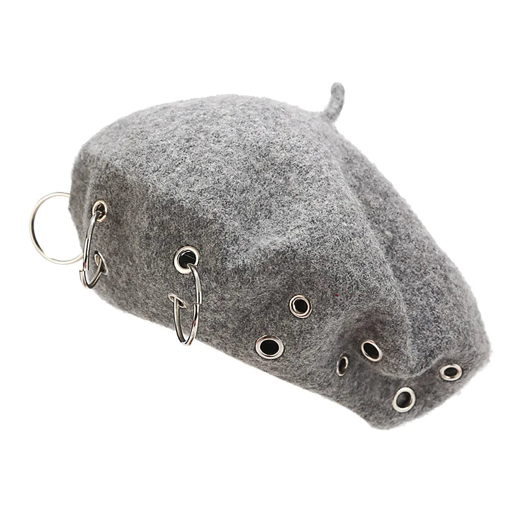 Gothic Punk Harajuku O Ring Beret Hat (available in 6 colors)