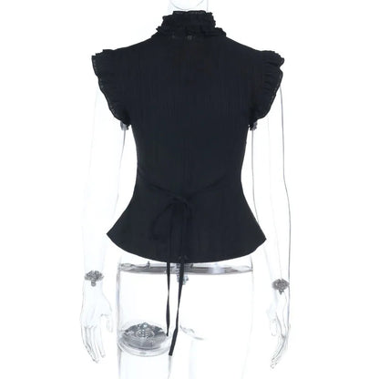 Gothic Classic Slim Wasit Shirt Blouse Top
