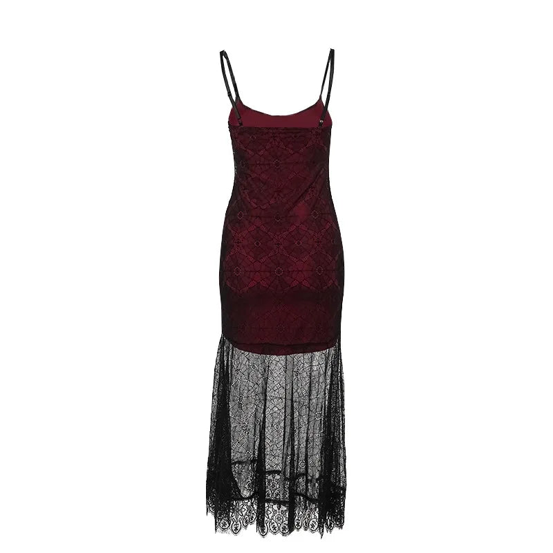 Gothic Romantic Lace Overlay Dress (available in 3 colors)