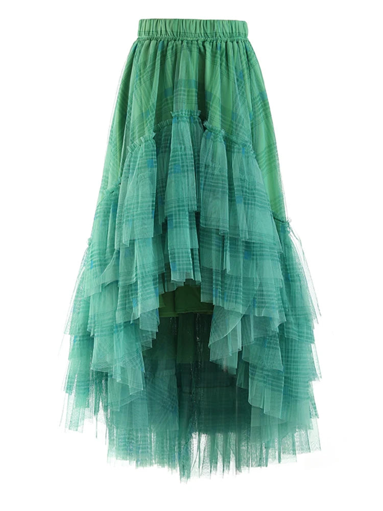 Gothic Grunge Y2K Alt Goth Plaid Mesh Irregular Skirt (available in 4 colors)